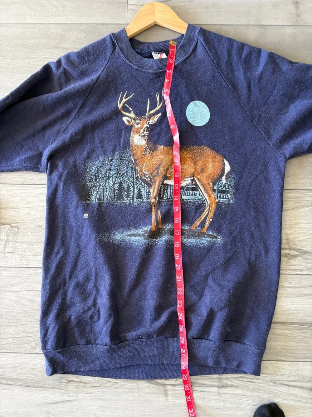 Vintage 80s Deer Print Navy Sweatshirt XL